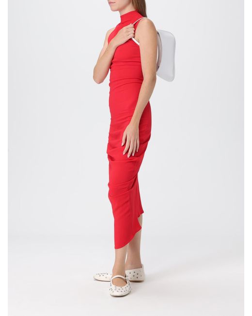 Vestido Midi J De Crepe Drapeado Jacquemus de color Red