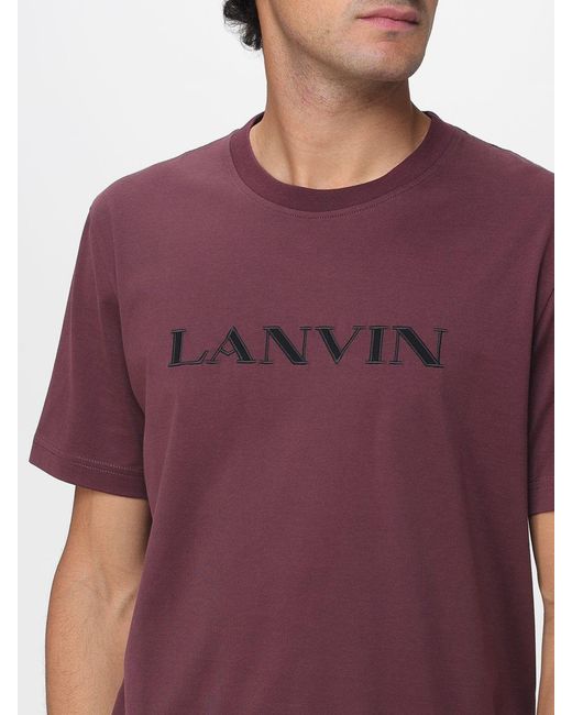 Lanvin Purple Cotton T-Shirt With Logo for men