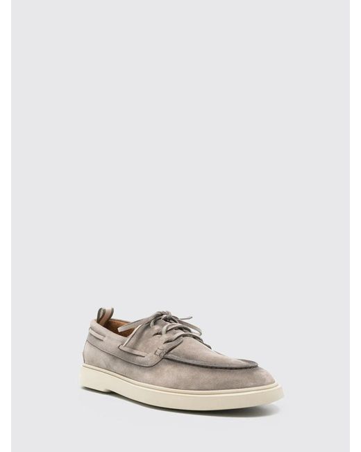 Officine Creative White Bones 013 Suede Boat Loafers for men