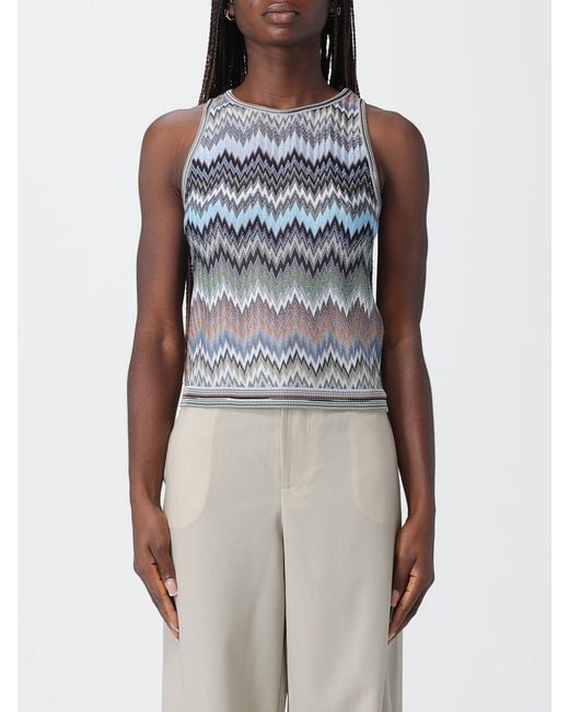 Top De Viscosa Con Zigzag Missoni de color Blue