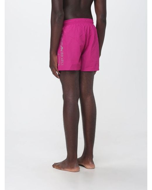 EA7 Pink Polyester Swimsuit for men