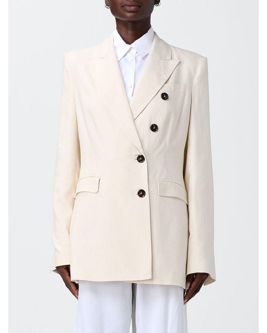 Pinko Natural Double-Breasted Viscose Blazer