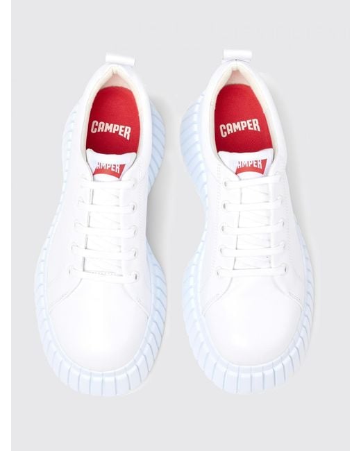Camper White Pix Bcn Leather Sneakers