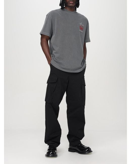 MSGM Gray Short Sleeve Crew Neck Graphic Tee for men