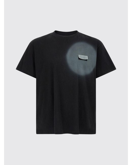 MM6 by Maison Margiela Black Printed Cotton T-Shirt for men