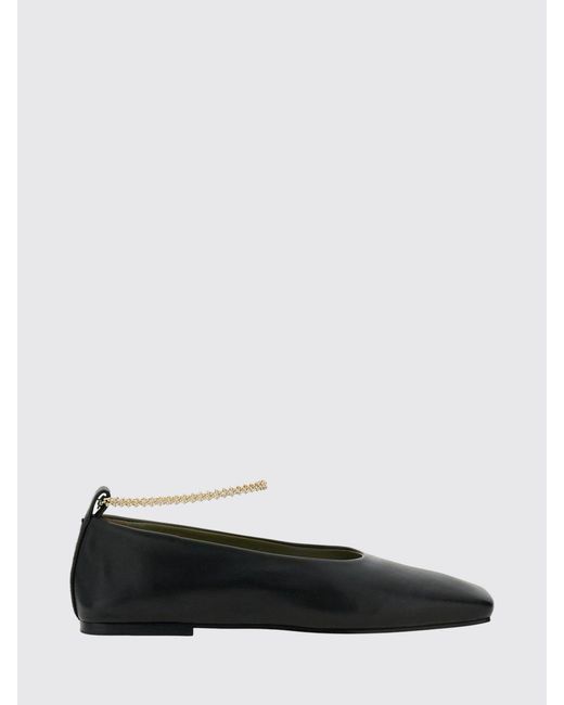 MARIA LUCA Black Augusta Lambskin Ballet Flats With Square Toe And Metal Mesh