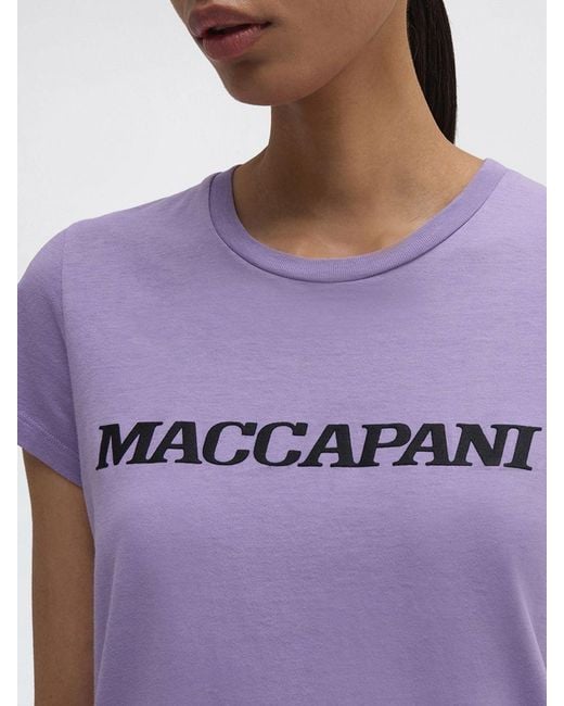 MACCAPANI Purple Cotton T-Shirt With Logo