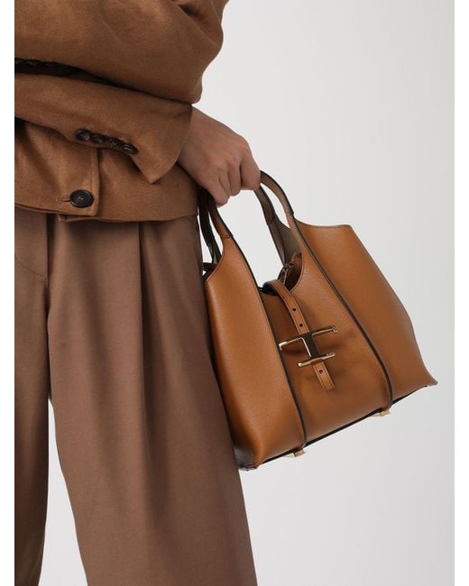 Tod's Brown Mini T Timeless Leather Shopping Bag