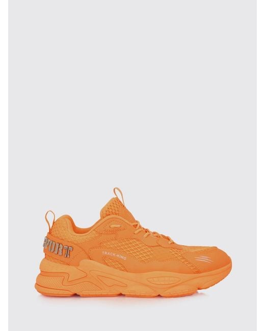 Philipp Plein Orange Track-King Leather And Mesh Sneakers for men