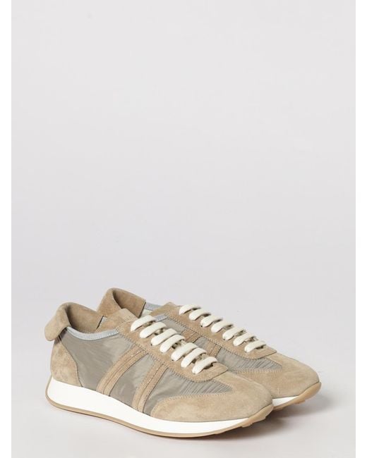 Fabiana Filippi Natural Nylon And Suede Sneakers