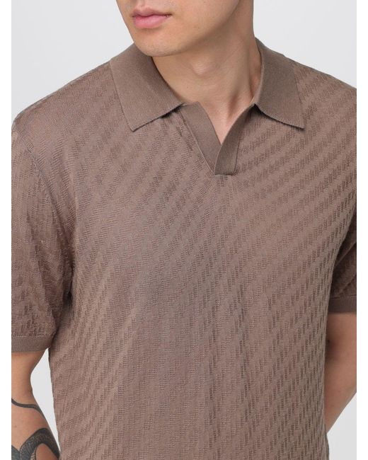 Emporio Armani Gray Knitted Polo Shirt for men