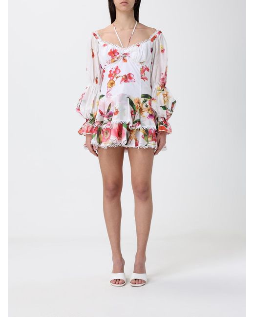 Charo Ruiz Red Azurea Floral Cotton Blend Mini Dress Ibiza