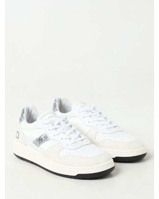Sneakers in pelle con glitter di Date in White