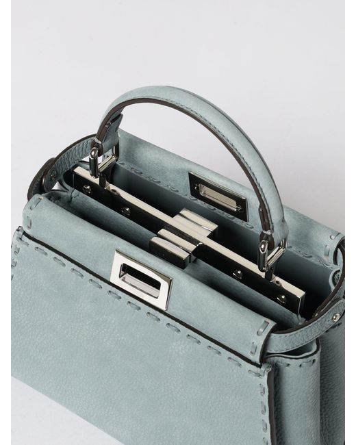 Fendi Blue Peekaboo Mini Grained Leather Bag