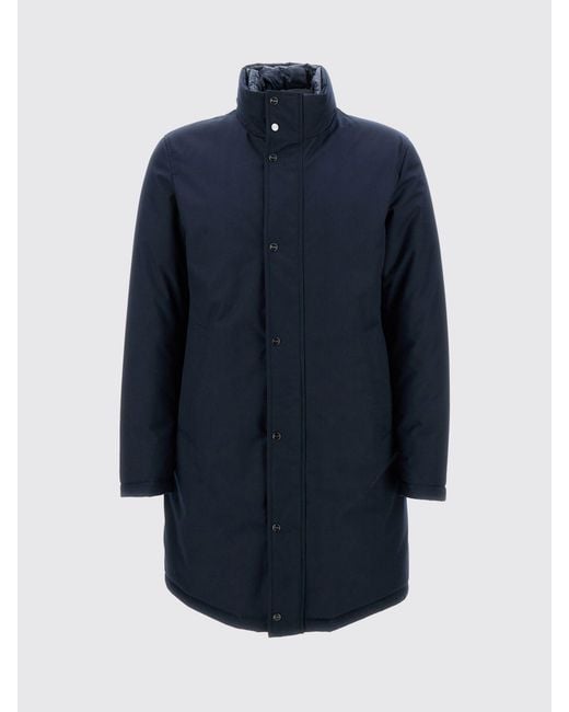 Herno Blue Double-Layer Down-Padded Single-Breasted Coat for men