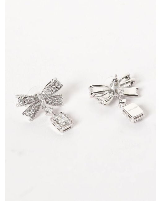 Self-Portrait Metallic Brass And Rhinestone Drop Earrings