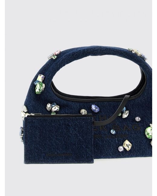 Marc Jacobs Blue The Gem Denim Sack Bag With Applied Crystals