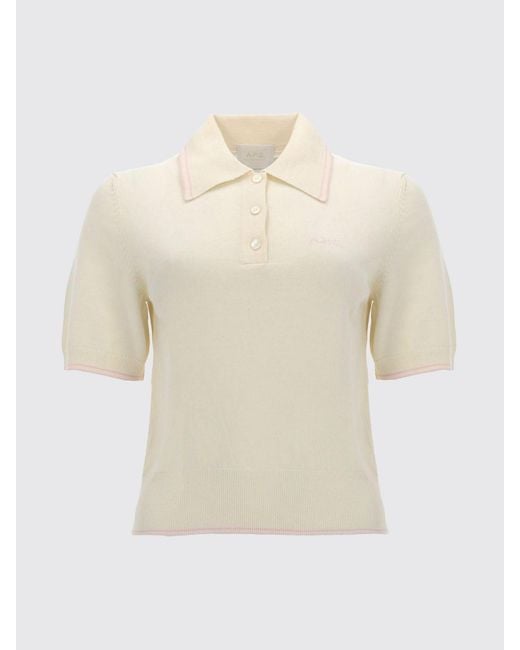 A.P.C. Blue Knit Cotton Polo With Ribbed Collar And Trims