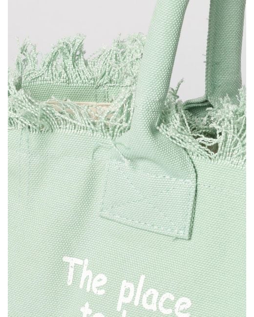 Mc2 Saint Barth Green Printed Cotton Vanity Bag With Logo