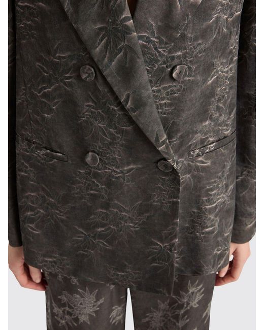 Momoní Gray MomonÌ Double-Breasted Jacquard Viscose Blazer