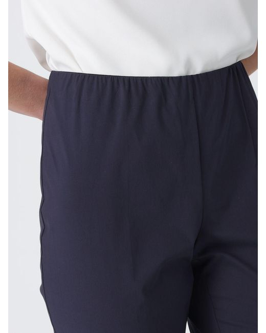 Liviana Conti Blue Cotton Canvas Crop Trousers