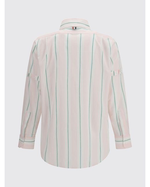 Thom Browne White Striped Cotton Casual Shirt for men