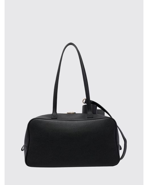 Balenciaga Black Grained Calfskin Leather Shoulder Bag With Logo And Charm