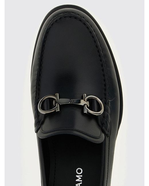 Ferragamo White Gancini Leather Loafers for men