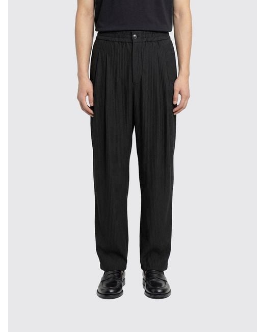 Giorgio Armani Black Viscose Wide-Leg Trousers for men