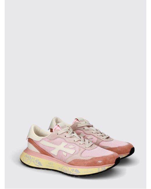 Premiata Pink Lauryn Suede And Mesh Sneakers