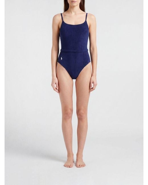 Polo Ralph Lauren Blue Recycled Polyester One-Piece Swimsuit