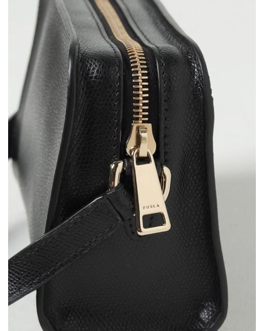 Furla Black 1927 Bag In Micro Grained Leather