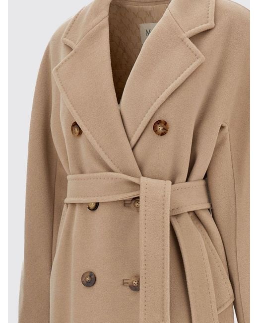 Max Mara Natural Madame Double-Breasted Long Wool Coat With Belt