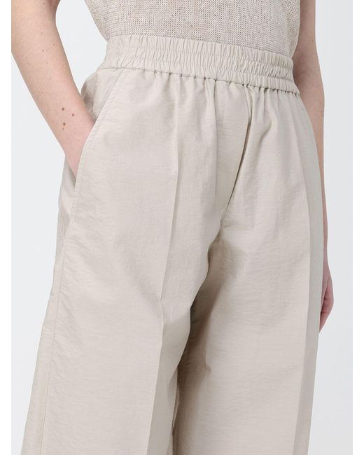 Brunello Cucinelli Natural Wide Leg Poplin Trousers