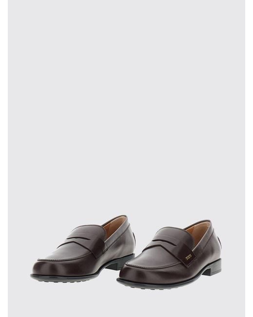 Tod's White Brushed Leather Loafers With Strap And Metal Logo
