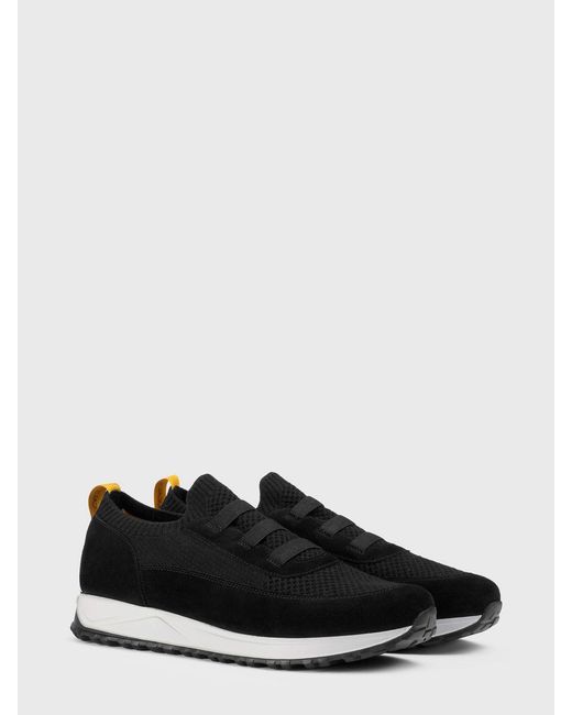 Doucal's Black Crochet Technical Fabric And Suede Sneakers for men