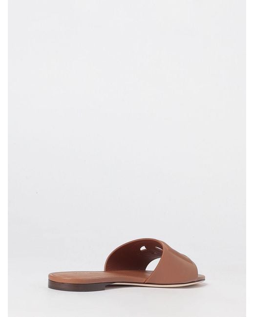 Dolce & Gabbana Brown Dolce &Amp Gabbana Leather Mule Sandals With Dg Monogram And Low Heel