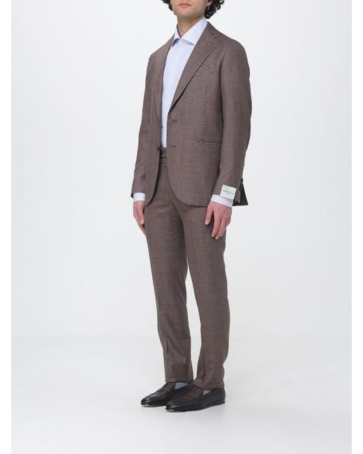 Luigi Borrelli Napoli Gray Single-Breasted Virgin Wool Blend Suit for men