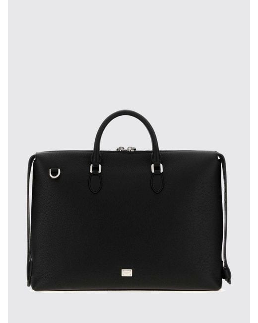 Dolce & Gabbana Black Dolce &Amp Gabbana Vittoria Grained Calfskin Leather Briefcase for men