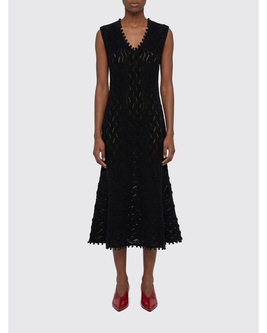Jil Sander Black Perforated Cotton Knit Dress