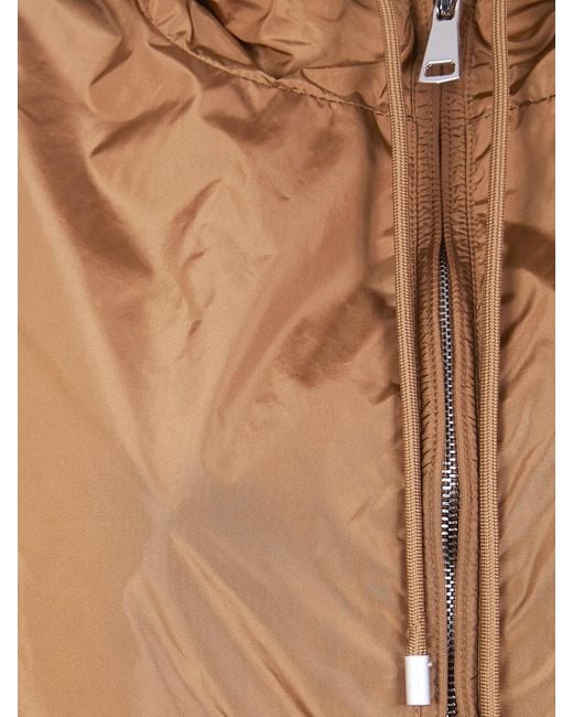 Semicouture Brown Knee-Length Hooded Technical Fabric Parka