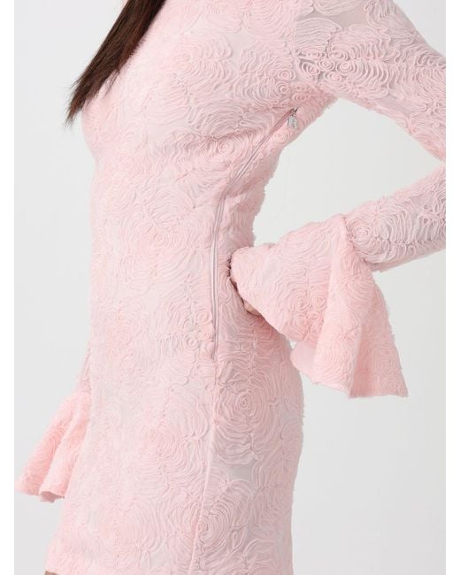 ROTATE BIRGER CHRISTENSEN Pink Jacquard Mesh Mini Dress
