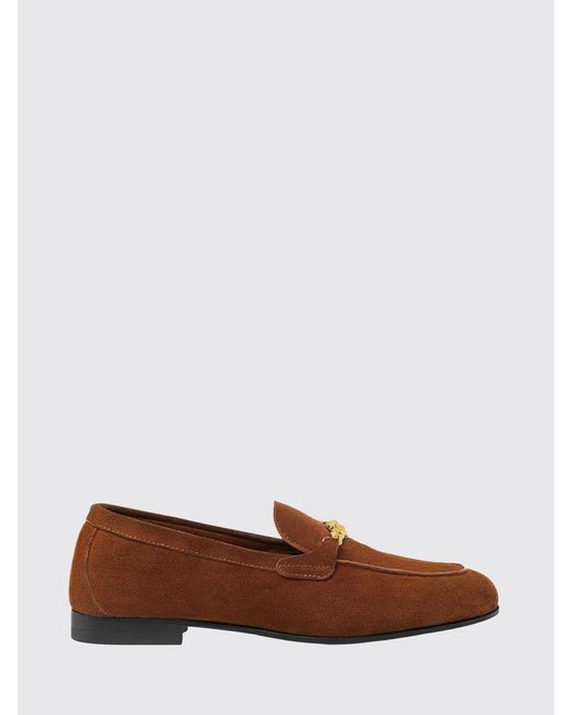 Versace Brown Suede Loafers With Medusa Bit