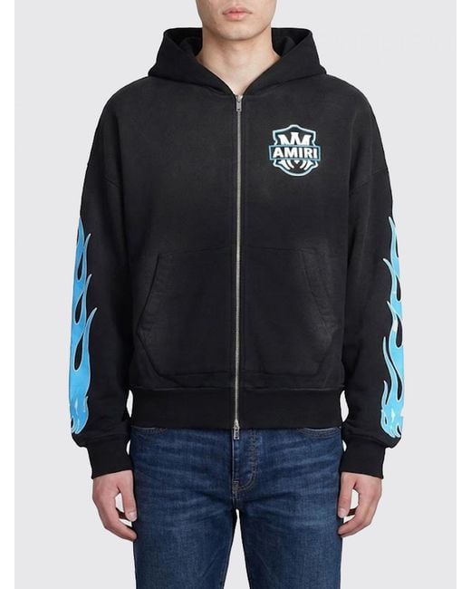Amiri Black Cotton Hoodie With Logo Print for men