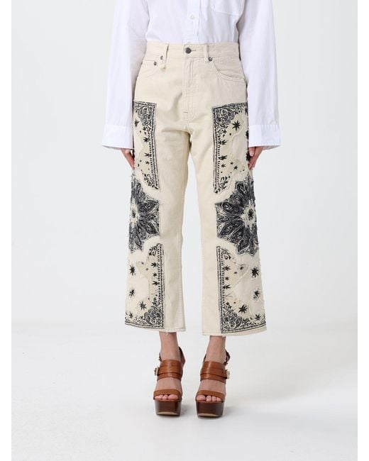 R13 White Embroidered Denim Cropped Fit Jeans