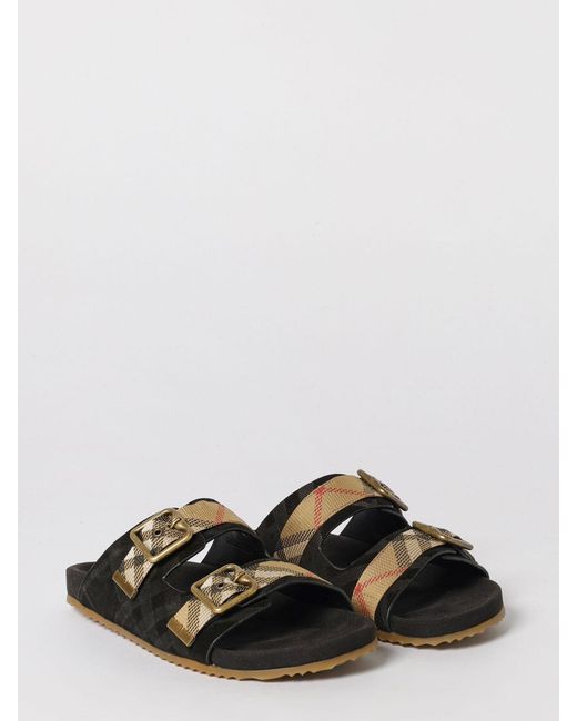 Burberry White Embossed Check Suede Sandal for men