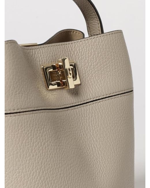 Furla Natural Amelie Mini Leather Bucket Bag By With Turn-Lock Closure