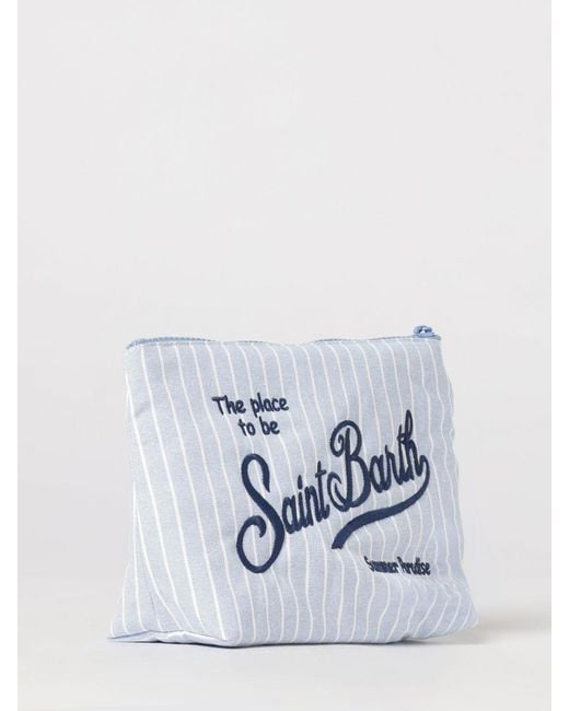 Mc2 Saint Barth Blue Aline Striped Cotton Blend Pouch