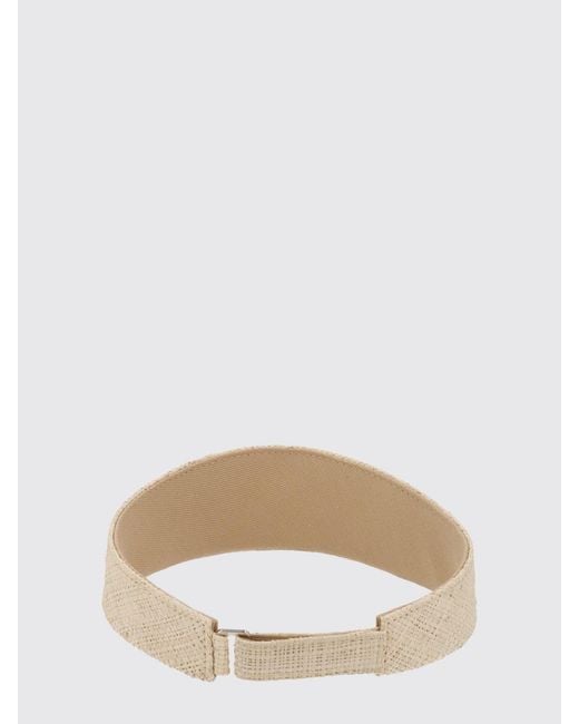 Ruslan Baginskiy Natural Raffia Straw Visor With Adjustable Strap And Tone-On-Tone Logo
