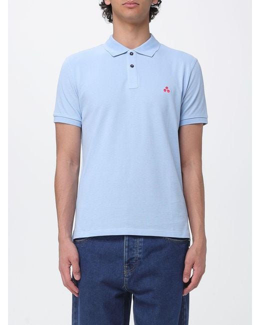 Polo De Algodón Con Logo Peuterey de hombre de color Blue
